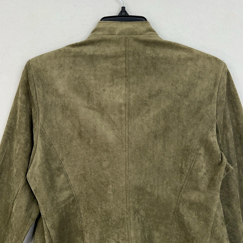 BLANKNYC Jacket Womens Large Olive Faux Suede Waterfall Open Front Moto Ladies - Picture 7 of 13